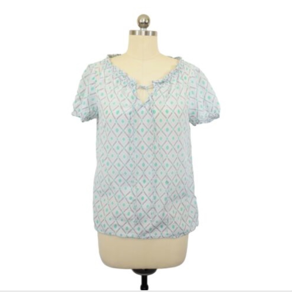 Gap Gray Silk Aztec Blouse Small